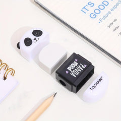 Cartoon Panda Eraser Pencil Sharpener 2-in-1 Multifunctional Eraser