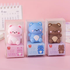 Cute Bear Dinosaur Pencil Sharpener Eraser Set for Students