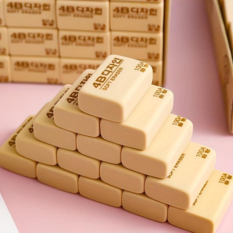 30pcs 4B Soft Erasers Yellow Rectangular Erasers