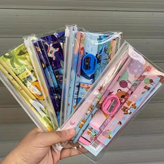 Sea Dinosaur Stationery Set with 6pcs - Pencils, Ruler, Sharpener, Case, Eraser