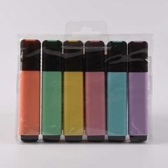 6 Highlighter Set Marker Pen 4mm Broad Tip Painting Graffiti Key Mark