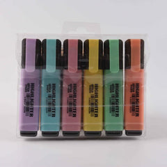 6 Highlighter Set Marker Pen 4mm Broad Tip Painting Graffiti Key Mark