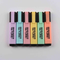 6 Highlighter Set Marker Pen 4mm Broad Tip Painting Graffiti Key Mark