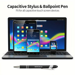 7pcs Metal Ballpoint Pen Inspirational Quotes Touch Screen 2n1 Ink
