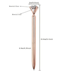 2pcs Crystal Diamond Ballpoint Pen Metal Bling Office Supplies Gift Pens