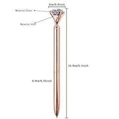 2pcs Crystal Diamond Ballpoint Pen Metal Bling Office Supplies Gift Pens