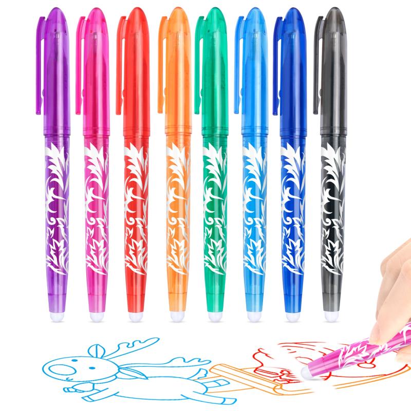 8pcs Erasable Rollerball Pen 0.5mm - Erasable Ink - Ballpoint Pen