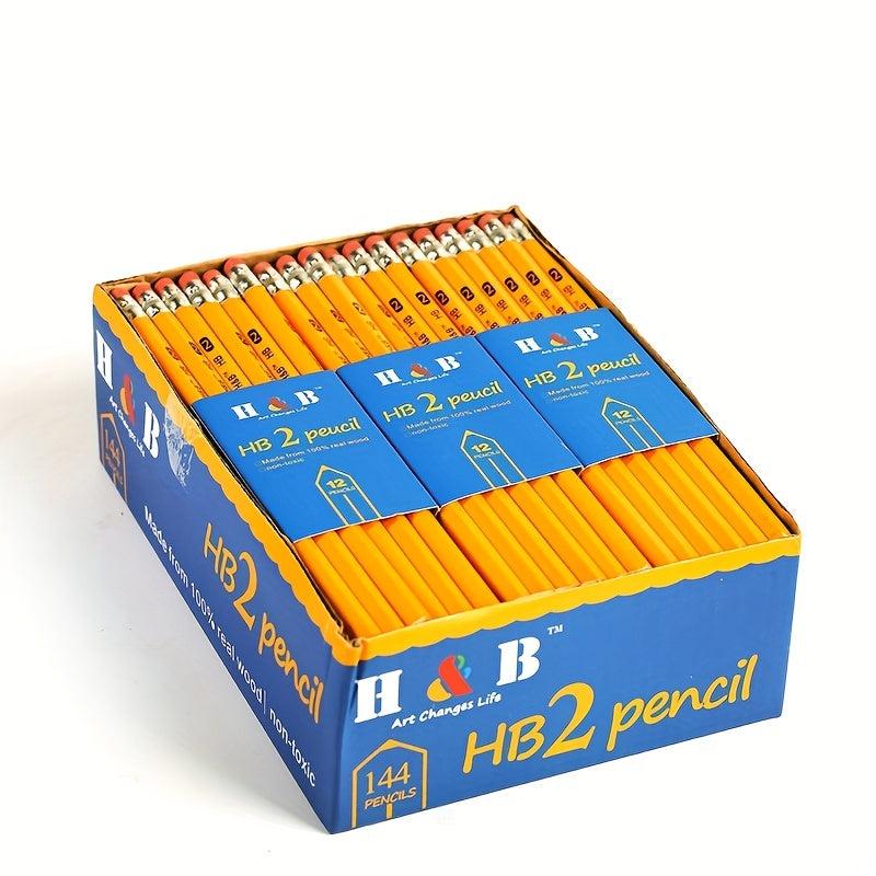 5pcs Yellow Wooden Pencils w/ Erasers for Students
