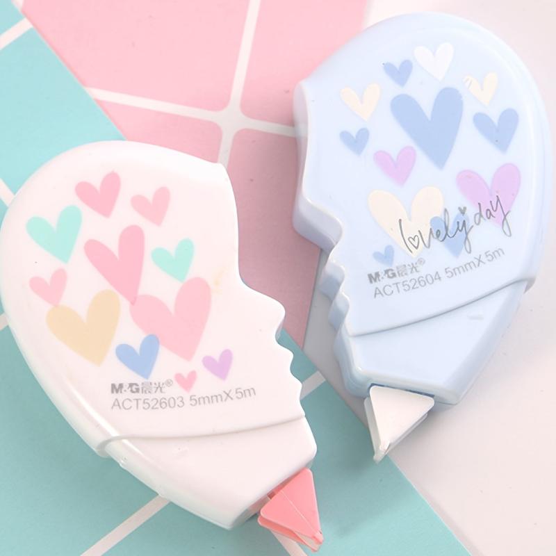 2pcs Heart-shaped Correction Tape, Creative Design
