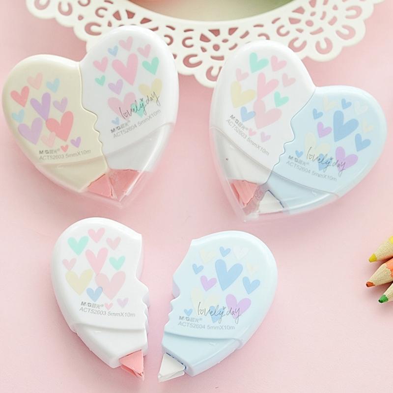 2pcs Heart-shaped Correction Tape, Creative Design
