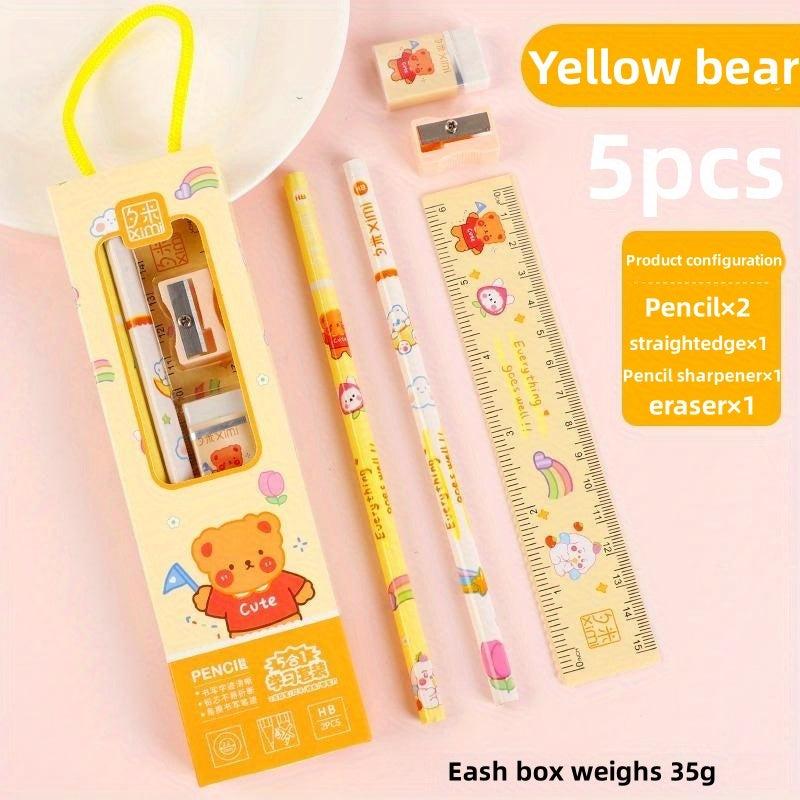 5-Piece Preschool Stationery Set with Cartoon Writing Pencil