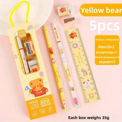 5-Piece Preschool Stationery Set with Cartoon Writing Pencil
