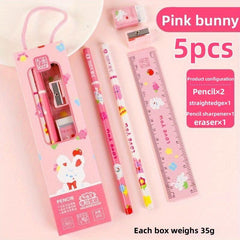 5-Piece Preschool Stationery Set with Cartoon Writing Pencil