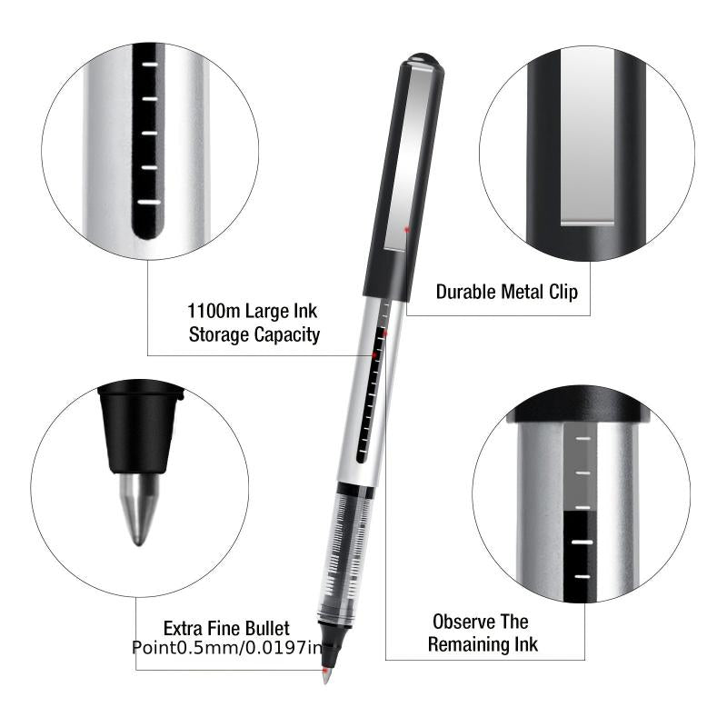 16Pcs Fine Point Rollerball Pens 0.5mm Gel Ink Extra Thin Tip Writing