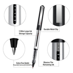 16Pcs Fine Point Rollerball Pens 0.5mm Gel Ink Extra Thin Tip Writing