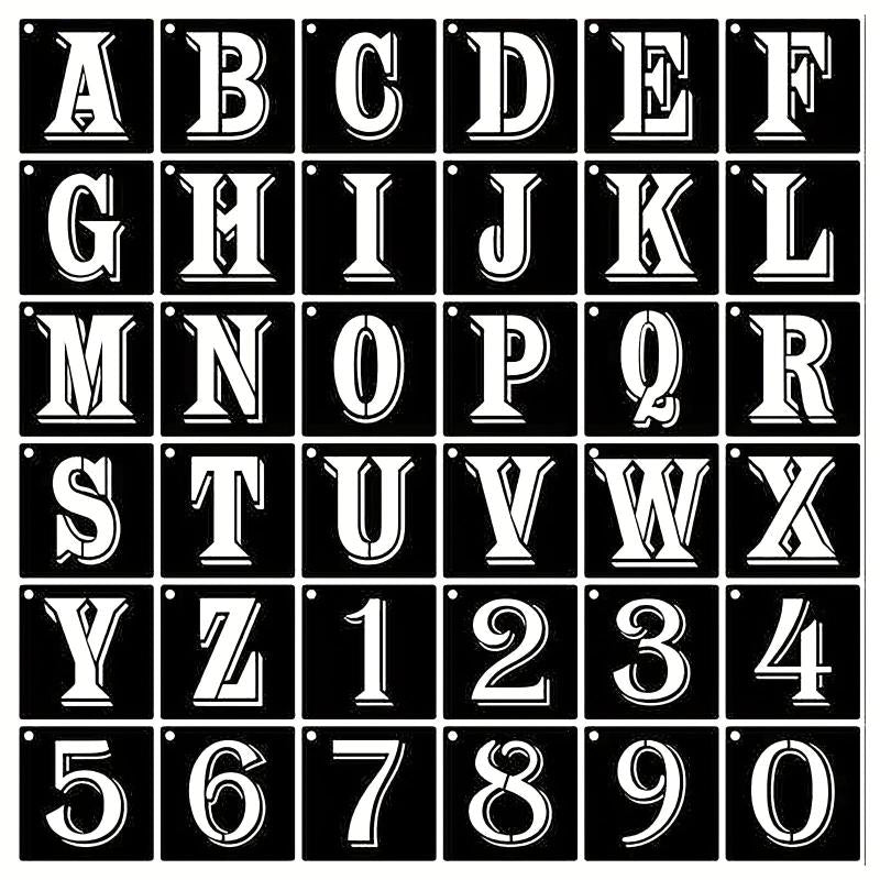 36pcs 7 Letter Number Alphabet Stencils Reusable Plastic Letter Number Templates