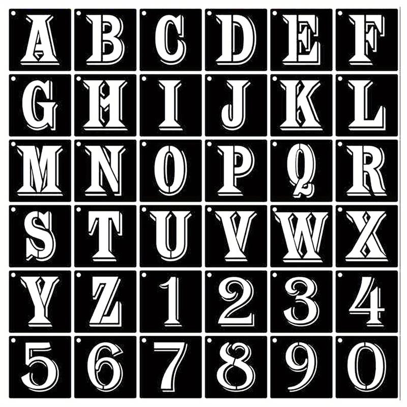 36pcs 7 Letter Number Alphabet Stencils Reusable Plastic Letter Number Templates