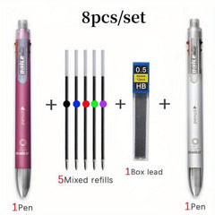 8pcs 6 In 1 Multicolor Ballpoint Pens Set