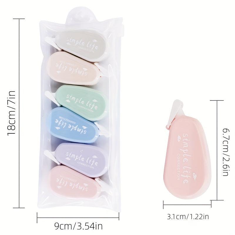 6 Mini Macaroon Correction Tape Set - 24 Meters - Office Stationery