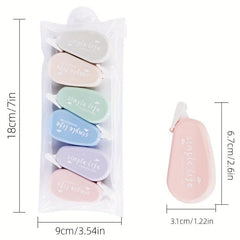 6 Mini Macaroon Correction Tape Set - 24 Meters - Office Stationery