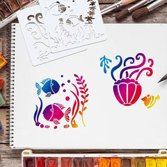 20 Mermaid Ocean Creatures Stencils Reusable Painting Templates DIY Crafts