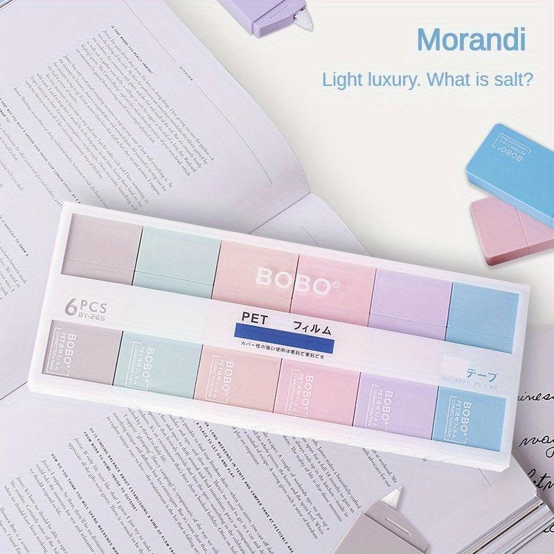 6pcs Morandi Style Correction Tape for Students