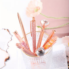 8pcs Liquid Sand Glitter Crystal Ballpoint Pen Set for Office