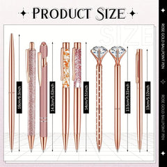 8pcs Liquid Sand Glitter Crystal Ballpoint Pen Set for Office