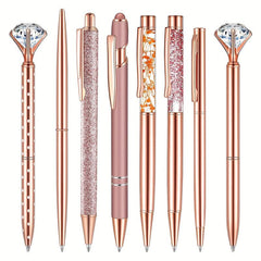 8pcs Liquid Sand Glitter Crystal Ballpoint Pen Set for Office