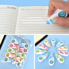 10pcs Correction Roller & Tape Set - Non-Toxic Out Tape