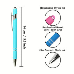 2 in 1 Metal Handwriting Pen, 1.0mm Tip, Rainbow Rubber Ballpoint Pen