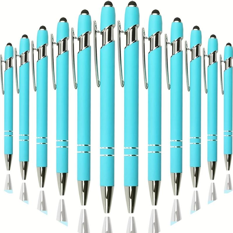 2 in 1 Metal Handwriting Pen, 1.0mm Tip, Rainbow Rubber Ballpoint Pen