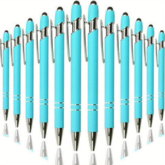 2 in 1 Metal Handwriting Pen, 1.0mm Tip, Rainbow Rubber Ballpoint Pen