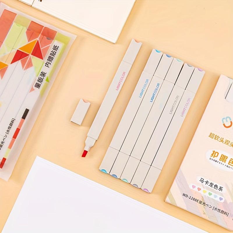 6pcs Double Headed Highlighter Markers in Bright Colors