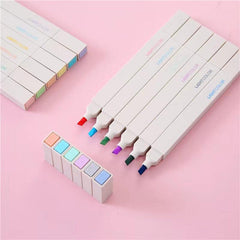 6pcs Double Headed Highlighter Markers in Bright Colors