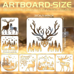 12pcs Christmas Deer Stencils Paint Deer Painting Stencil Forest Wildlife Theme