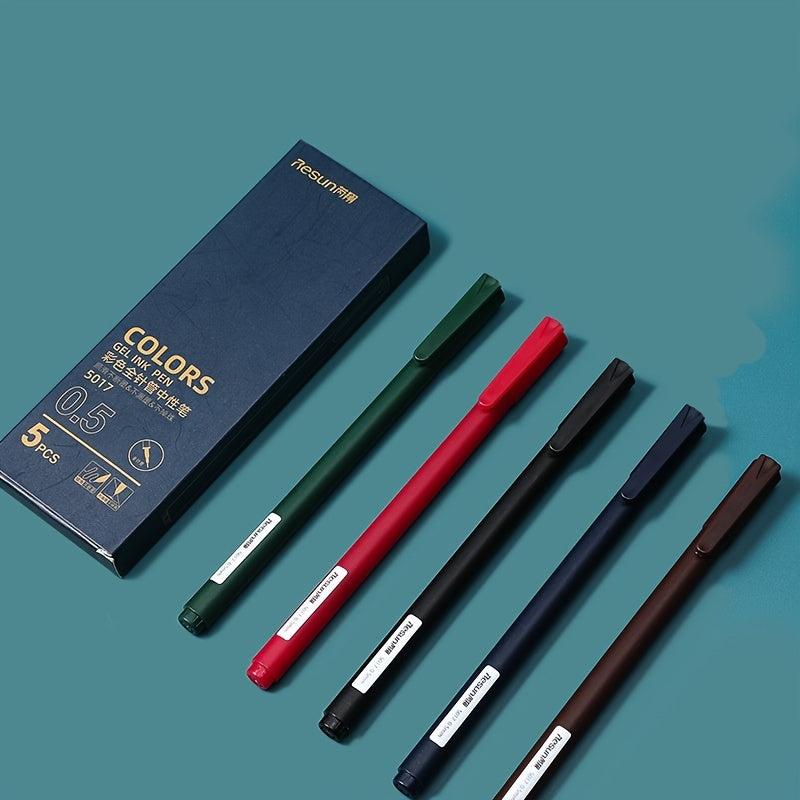 5 Morandi Gel Pens with 0.5mm Refills for Vibrant Writing