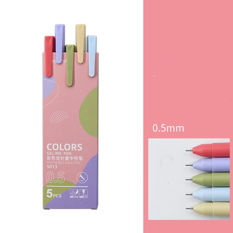 5 Morandi Gel Pens with 0.5mm Refills for Vibrant Writing