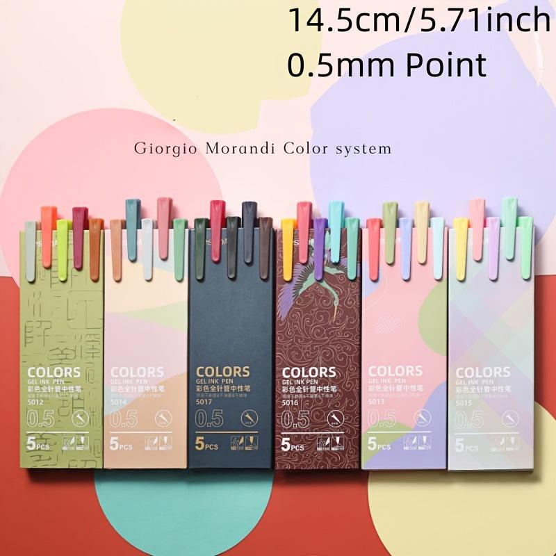 5 Morandi Gel Pens with 0.5mm Refills for Vibrant Writing
