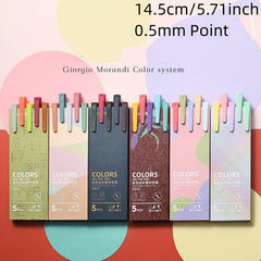 5 Morandi Gel Pens with 0.5mm Refills for Vibrant Writing