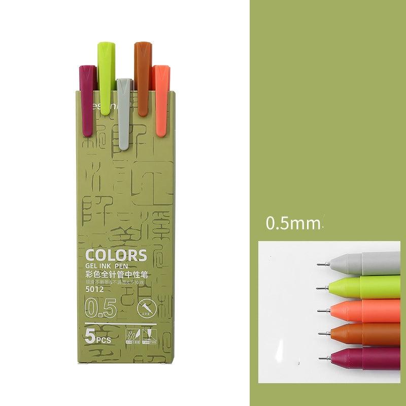5 Morandi Gel Pens with 0.5mm Refills for Vibrant Writing