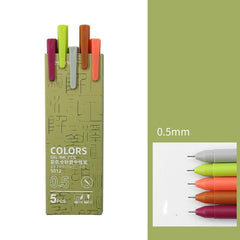 5 Morandi Gel Pens with 0.5mm Refills for Vibrant Writing
