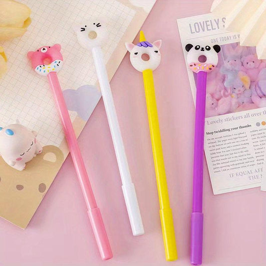 4pcs 0.5mm Cartoon Silicone Gel Pen Student Stationery Office Supplies