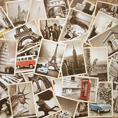 32 Pcs Vintage European Style Building Illustration Postcards