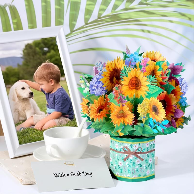 3D Sunflower Bouquet Pop Up Card 9x8 Inch Birthday Anniversary Greeting Card
