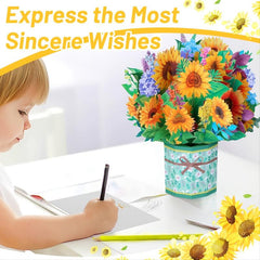 3D Sunflower Bouquet Pop Up Card 9x8 Inch Birthday Anniversary Greeting Card