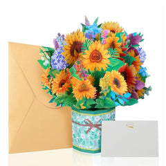 3D Sunflower Bouquet Pop Up Card 9x8 Inch Birthday Anniversary Greeting Card
