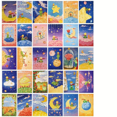 30 Pcs Little Prince Painting Postcard Hand-painted DIY Student Gift