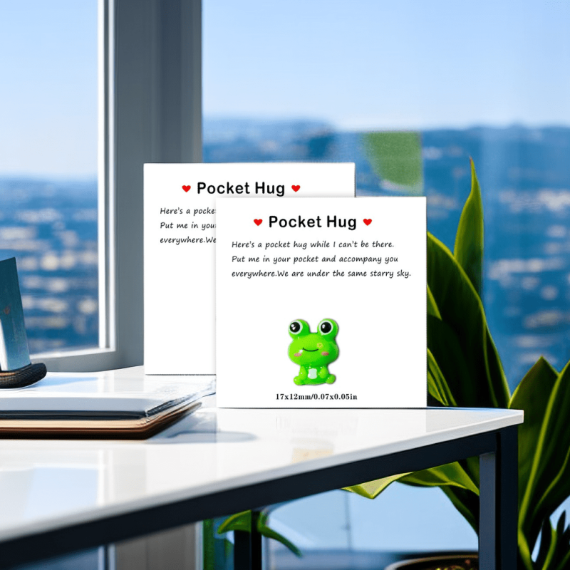 Pocket Hug Resin Animal Decoration with Encouraging Card - Stress Relief Gift