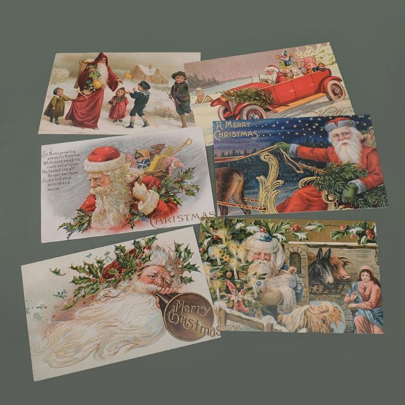 30 Pack Santa Claus Gift Card Postcards for Christmas Greetings